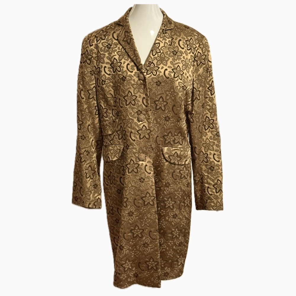NINE WEST Gold Floral Brocade Single Breasted Suit Coat